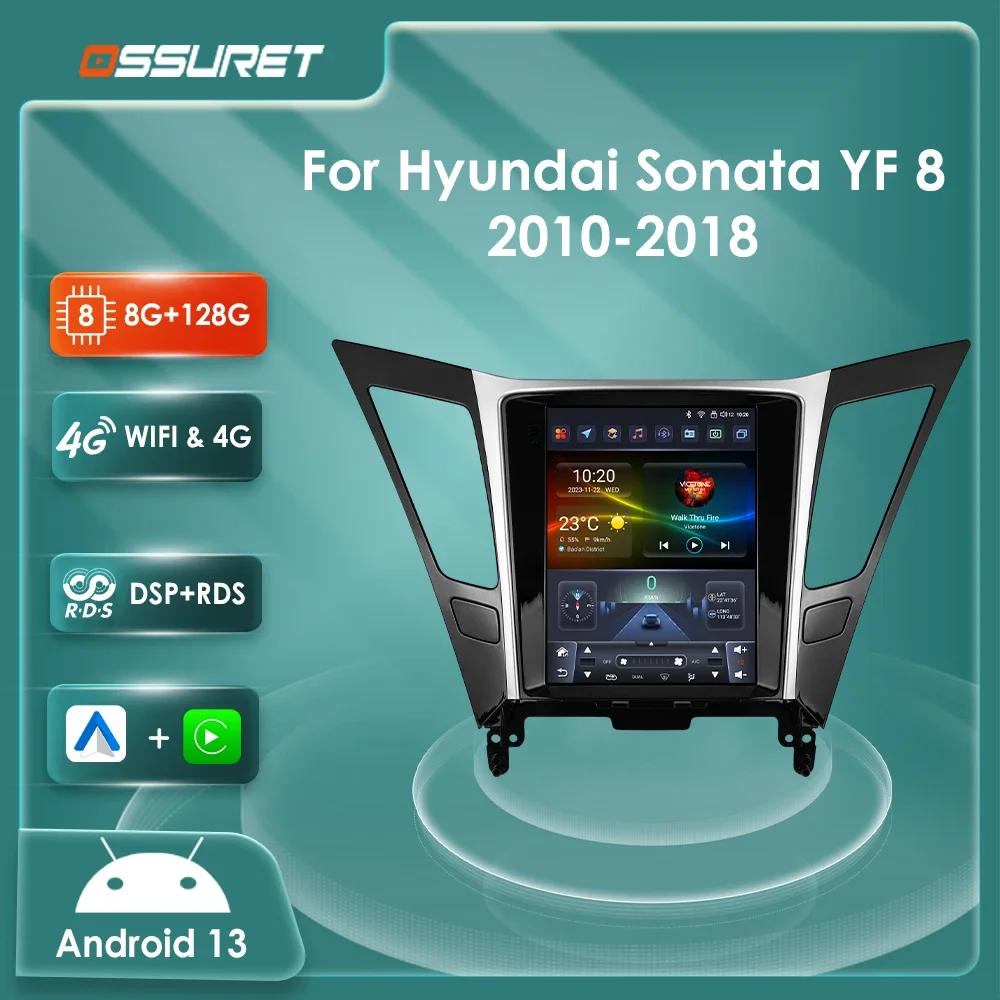 

Автомагнитола 9 "7" 4G Carplay Android 13 для Hyundai Sonata YF 8 2010-2018 мультимедийный плеер GPS navi Stereo 2din SWC RDS Авторадио