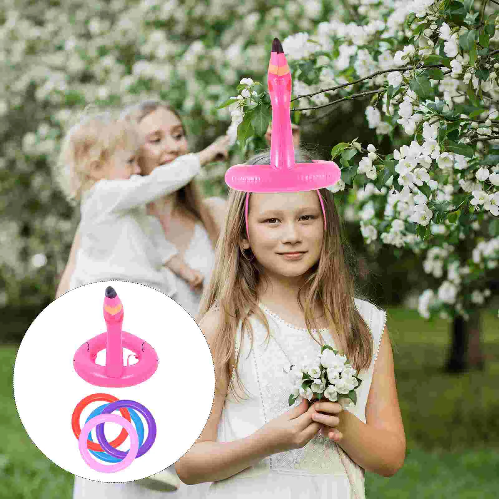 

2 Sets Ferrule Inflatable Pool Game Toys Ring Throwing Flamingo Tossing Swimming Supply Rings for Kids Childrens Christmas Hat