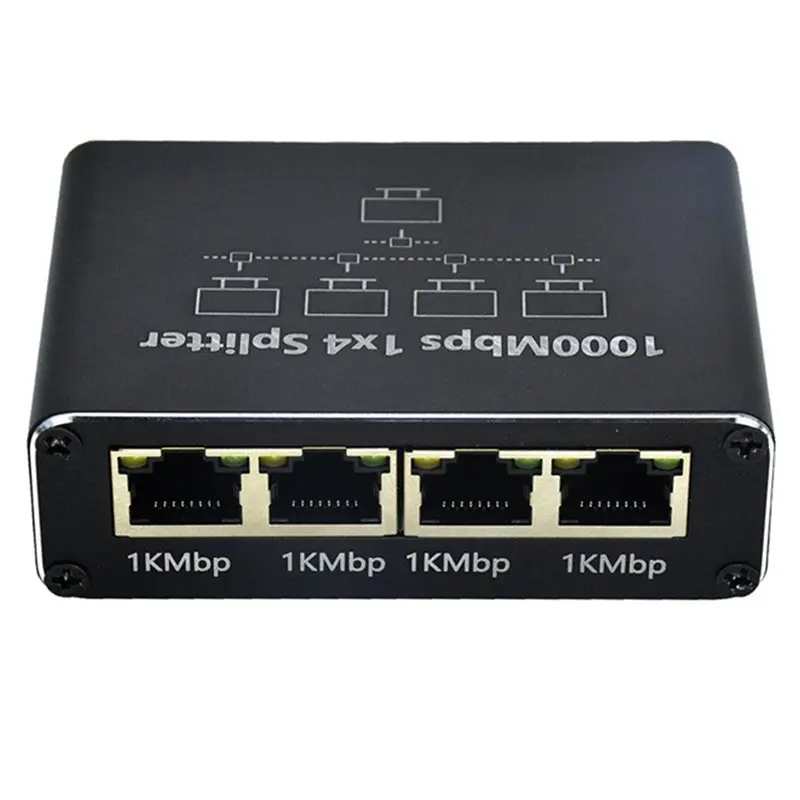 AS95 4X Gigabit Network Splitter 1-To-4 Network Cable Splitter RJ45 Network Port Ethernet Splitter Suitable for PC Laptops