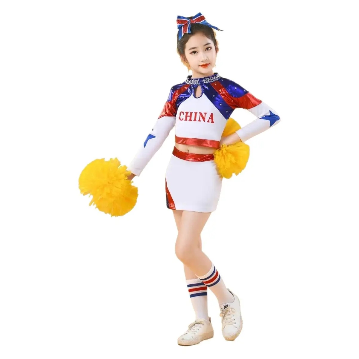 يوم الأطفال المشجع أداء موحد الملابس طلاب المدارس الابتدائية والثانوية لالا ممارسة الألعاب المنافسة Pe