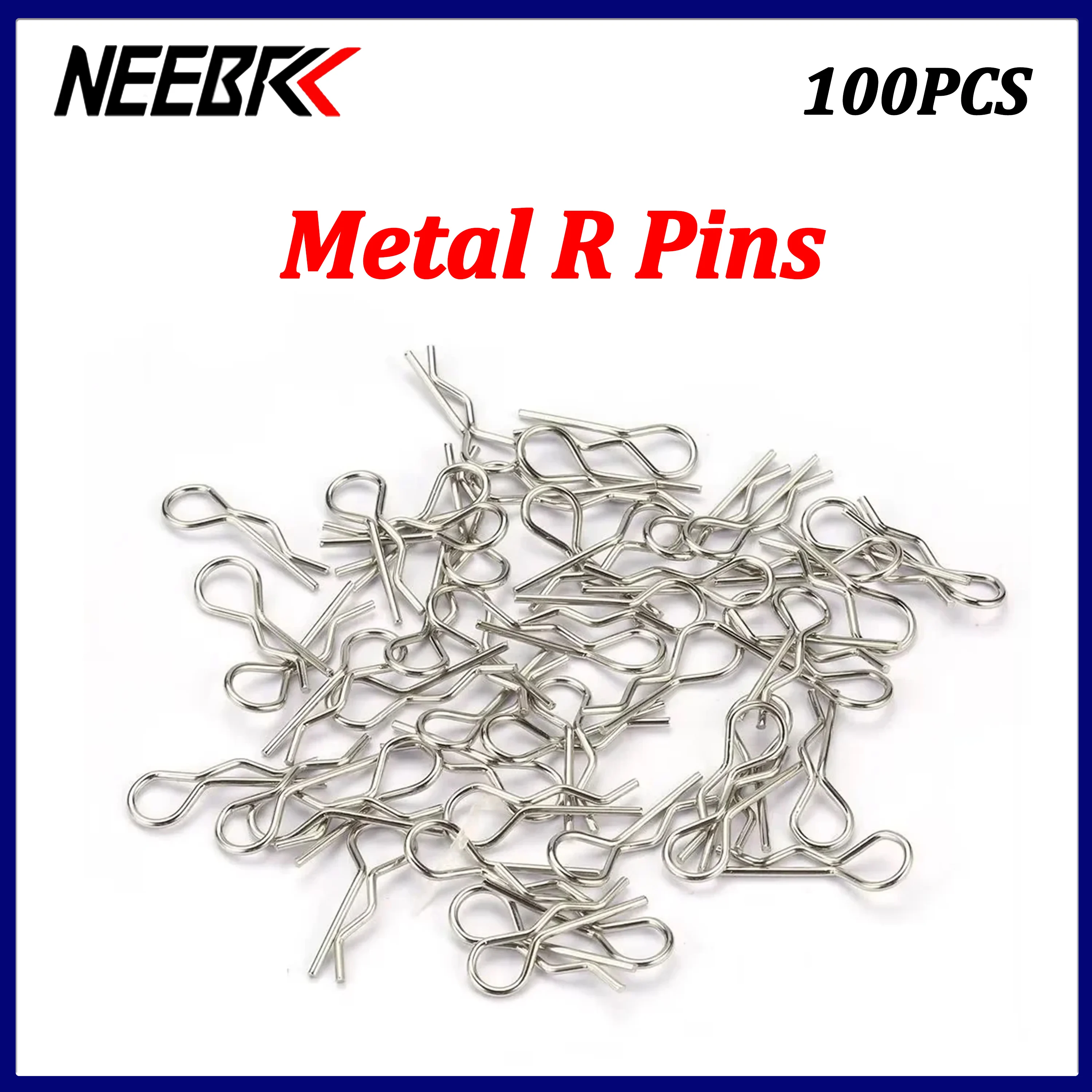 100PCS NEEBRC Metal R Pins Cotter Carbon Steel Wave Latch Bolt Locking Split Pin Body Shell Clips Buckles for RC Car Model Toy