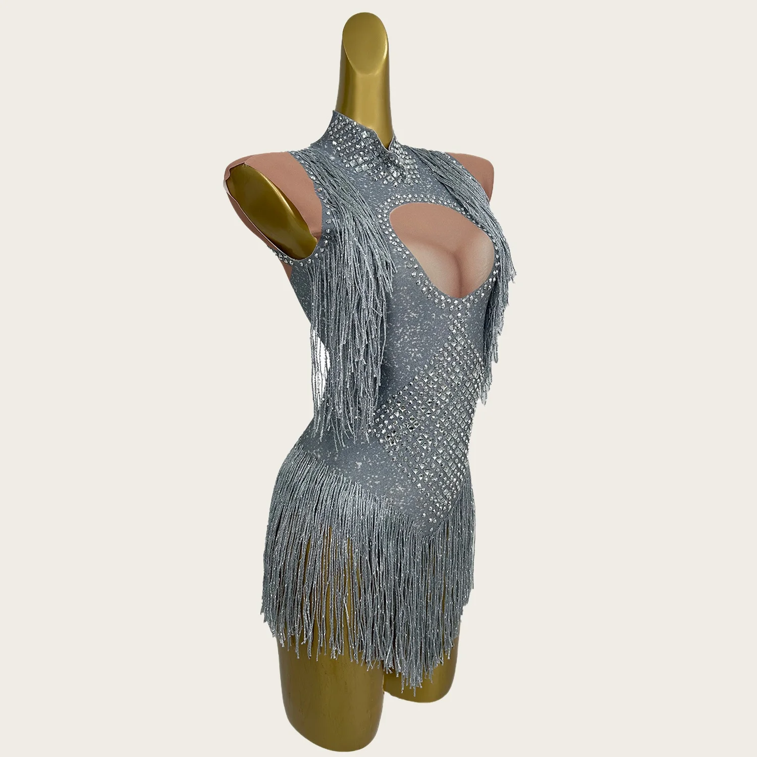 

Fangkuai Sexy Girl Stage Performance Sparkly Bodysuit Luxury Rhinestones Tassels Leotard Party Dancer Singer Costume Club Outfit