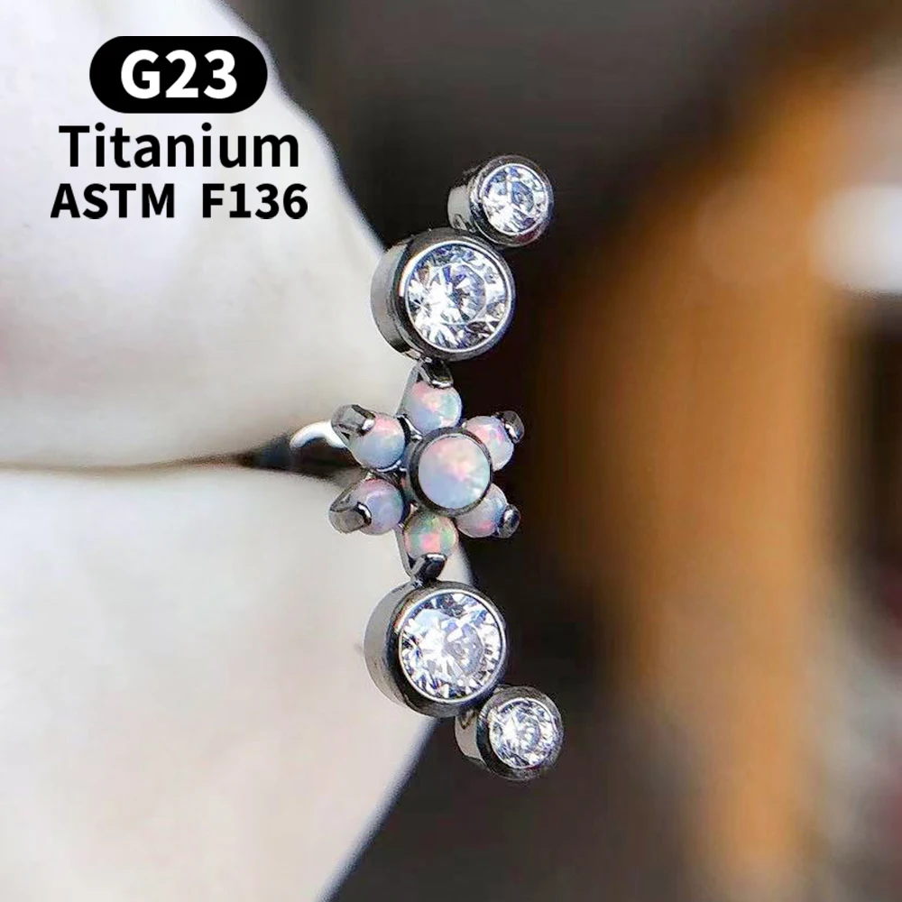 Titanium ASTM F136 Piercing Stud Earrings Flower Helix Tragus Cartilage Body Jewlery Internal Thread Labret Zircon earring row
