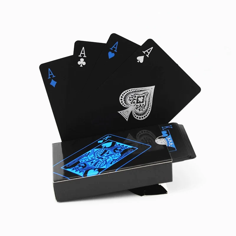 55pcs/deck waterproof plastic pvc playing cards set pure color black poker card sets classic magic tricks tool props