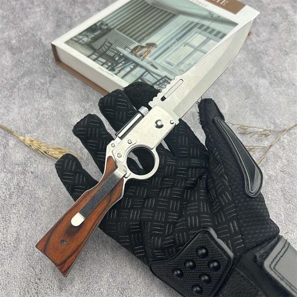 

1pc Pocket Folding Knife Drop Point Blade Wood Handle Durable High Hardness Utility EDC Multi-purpose Knives Pocket Knife