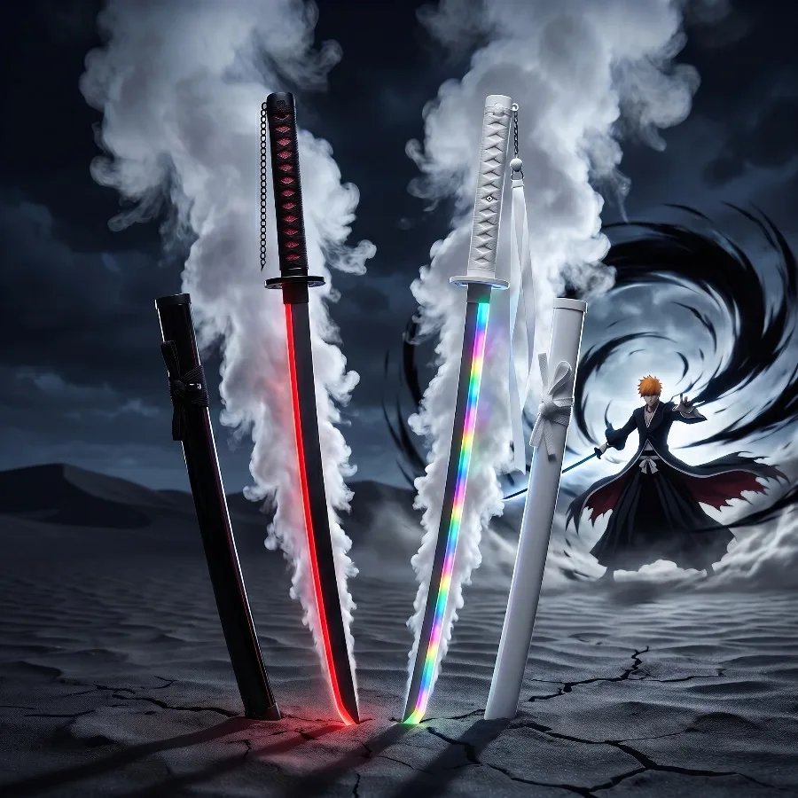 Katana de Ichigo Kurosaki de 40 pulgadas, espada Zanpakuto de Bleach, accesorio de cosplay de anime, Katana Light Mist, espada de juguete no afilada, regalo.