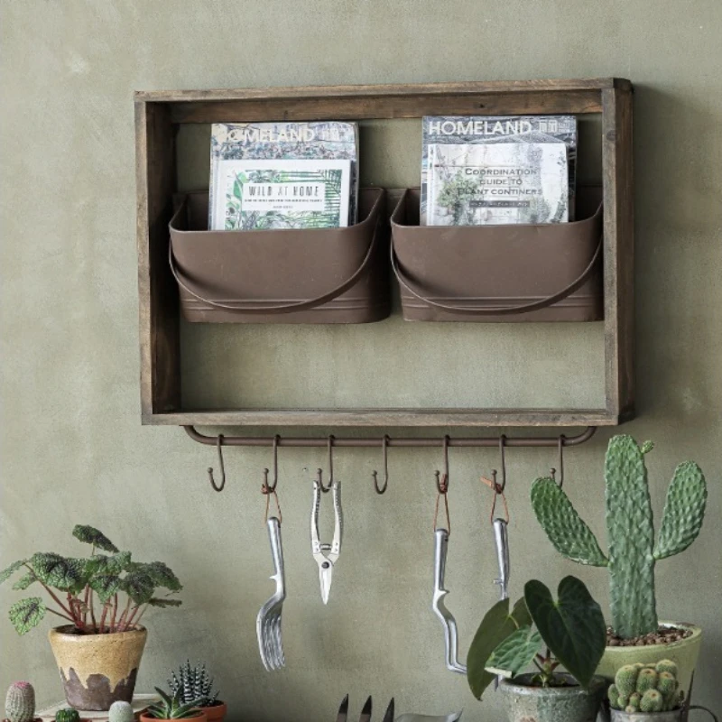 

Vintage Hook Garden Tool Organizer, Retro Wall Hanging Storage Rack for Balcony Decoration and Creative Display