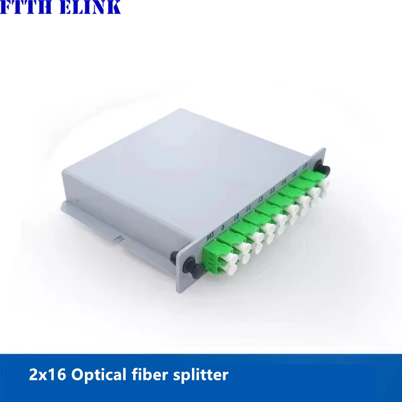 

FCAPC splitter 2pcs SM LGX box 2x16 LCAPC GEPON FTTH SC UPC 2*16 singlemode PLC optical fiber coupler Cassette Telecom GPON