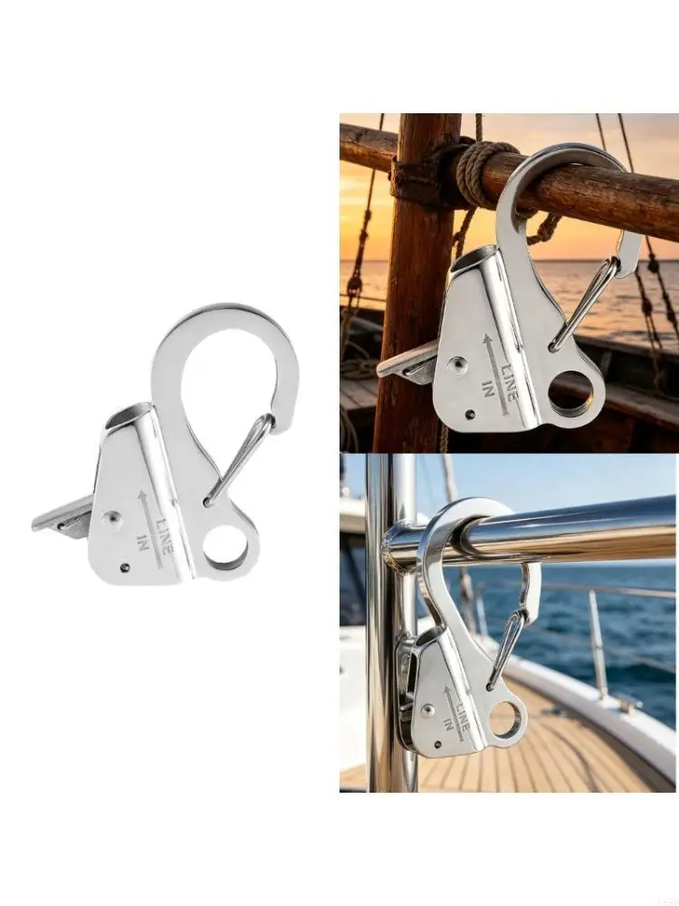  Secure 304 Stainless Steel Spring Release Boat Fastener Hook With Lock Mechanism 3 8In