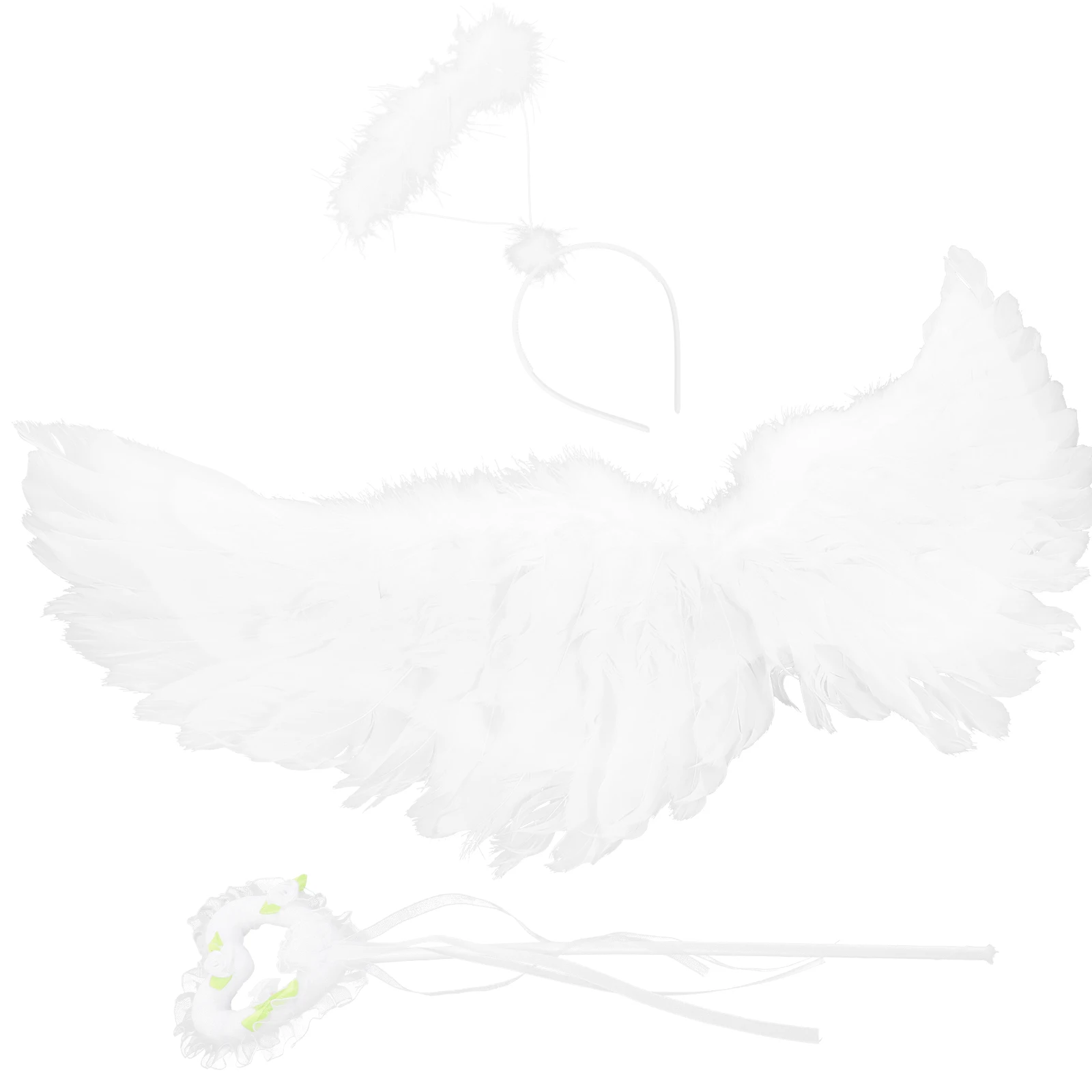 

1 комплект, костюм с крыльями феи, реквизит с крыльями ангела, повязка на голову, палочка, товары для косплея, повязка на голову для косплея, палочки феи