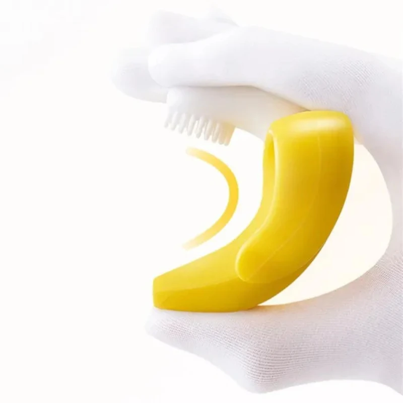 High Quality And Environmentally Safe Baby Teether Teething Ring Banana Silicone Toothbrush