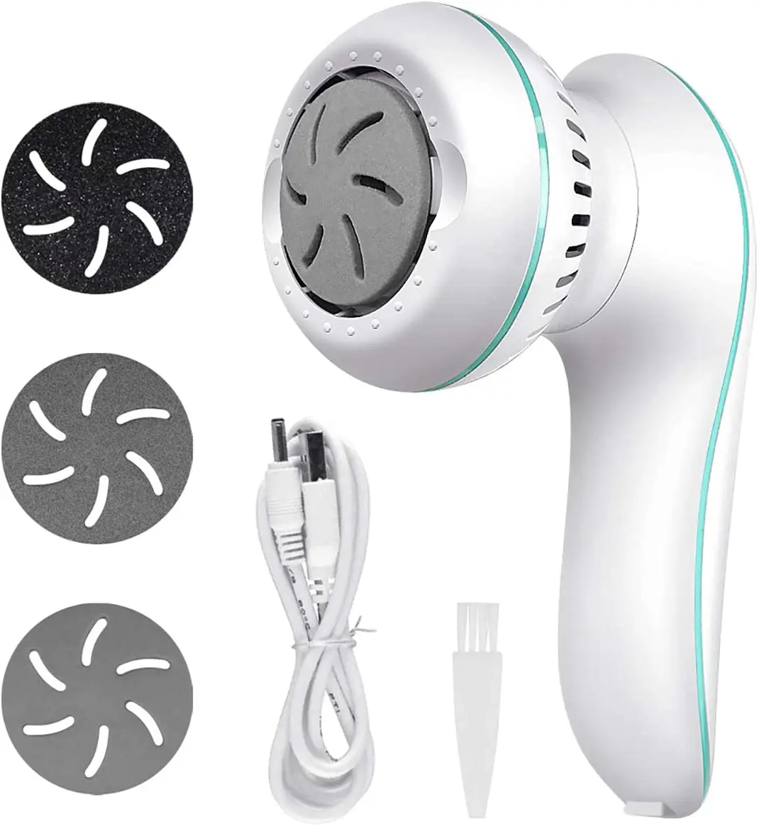 Electric Foot Scrubber Callus Remover Foot File 2 Speed Levels 3 Replacement Pads for Rough Skin Removal