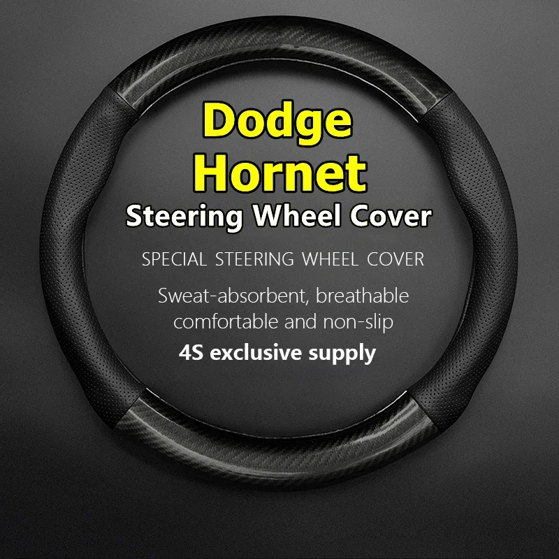 For Dodge Hornet Steering Wheel Cover Leather Carbon Fiber Fit GT GLH Blacktop 2021 2022 2023