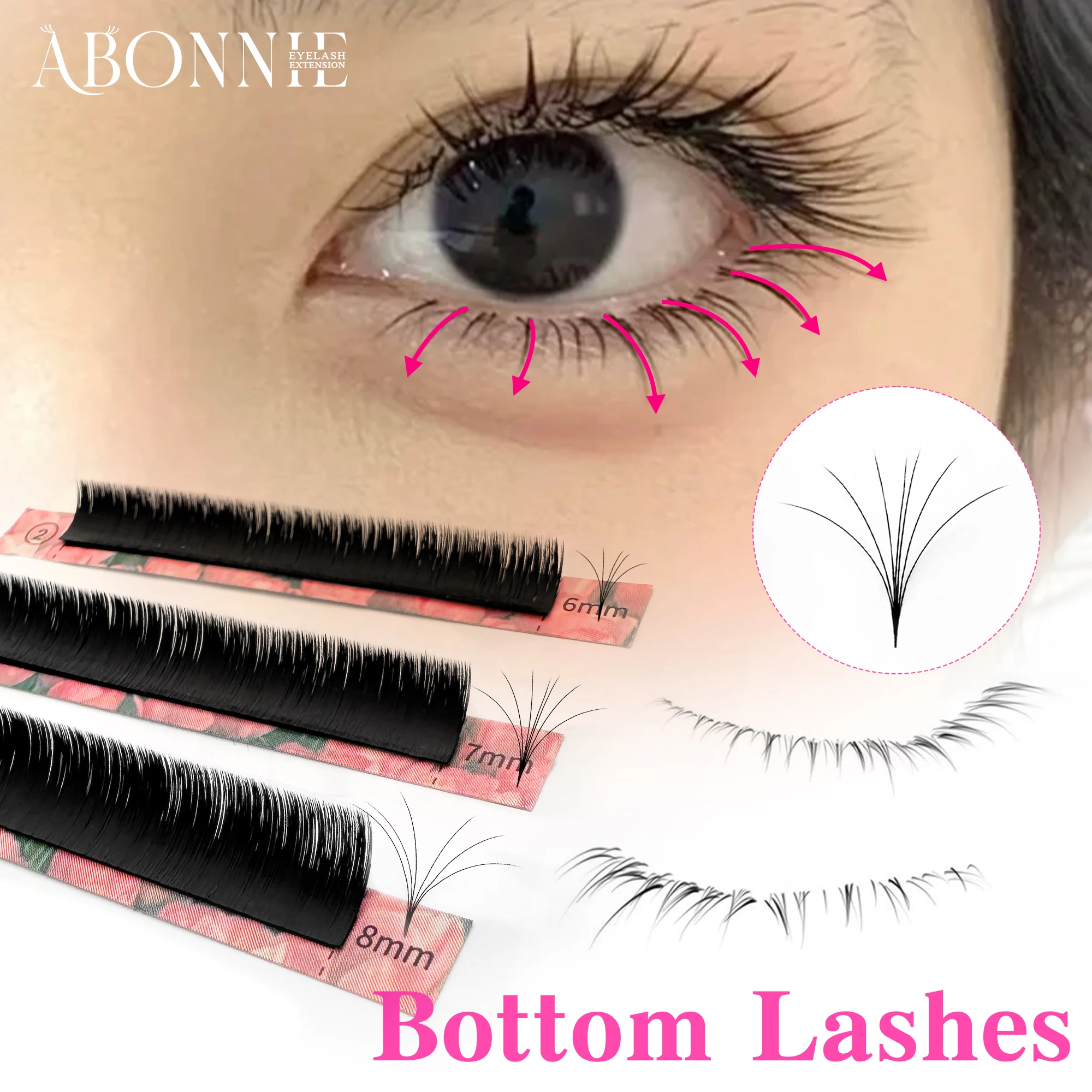 

ABONNIE J CURL Cashmere Easy Fan Lash Matte Black Eyelashes Extensions Easy Fans False Bottom Lashes Cilios Fan Like Butter