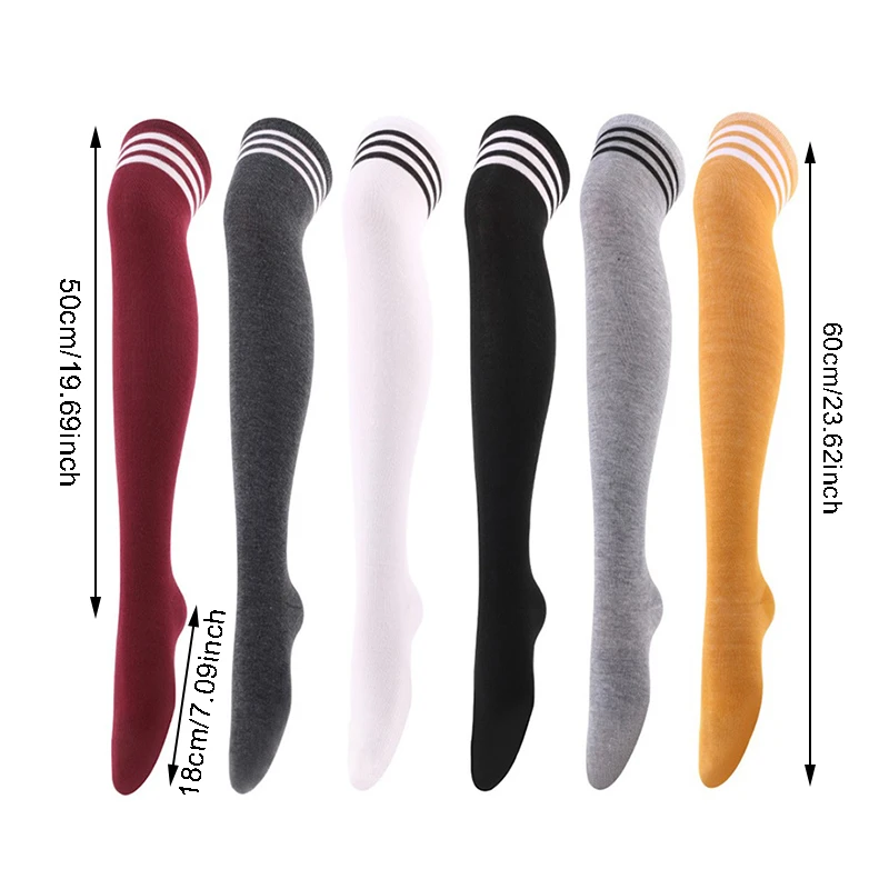 Chaussettes hautes au dessus du genou pour femmes, bas longs à rayures noires et blanches de Style académique pour dames et filles, Protection chaude du genou