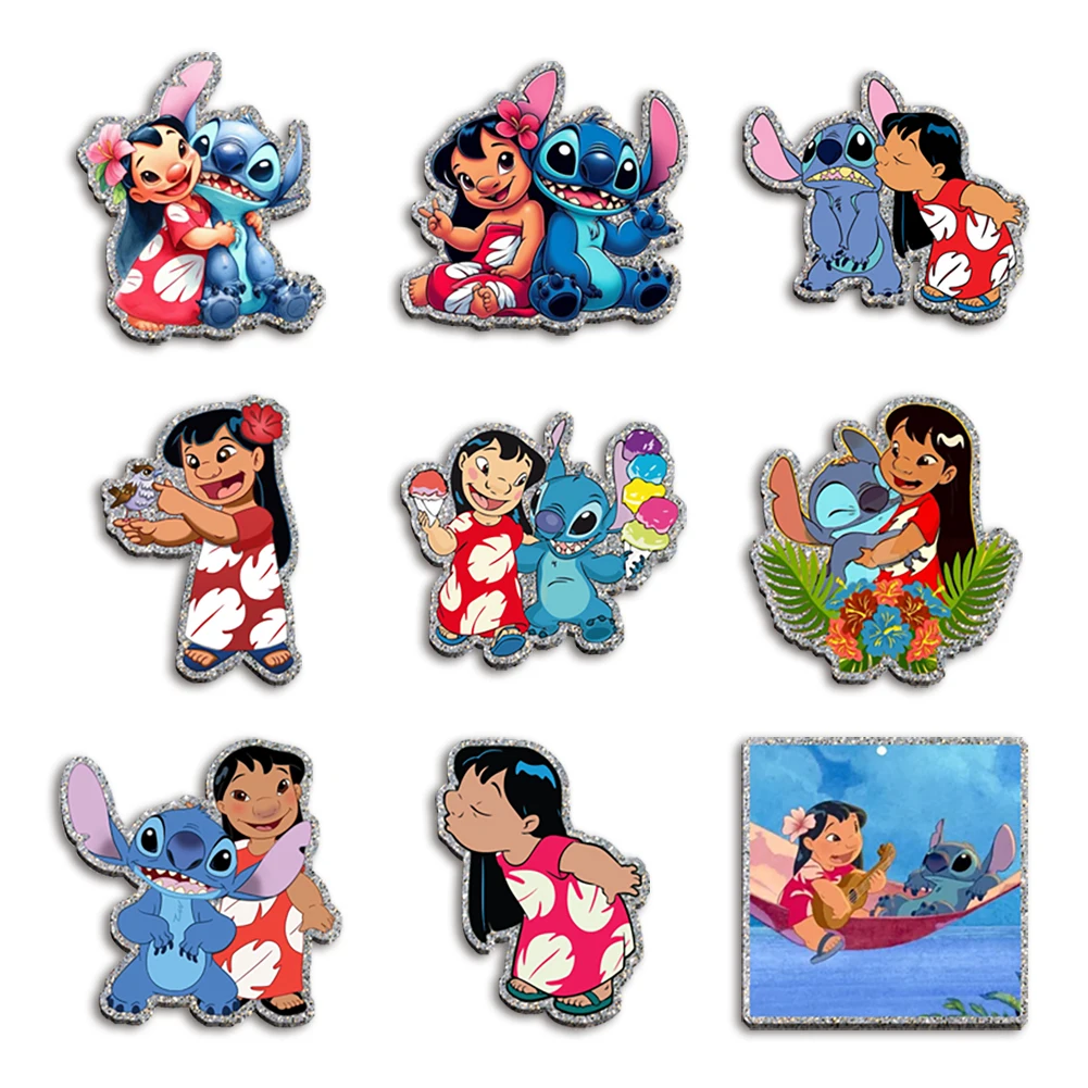

Disney Stitch Lilo Summer Glitter Resin Planar Acrylic Flatback For Girls DIY Phone Case Hair Bow Craft Keychains Accessories