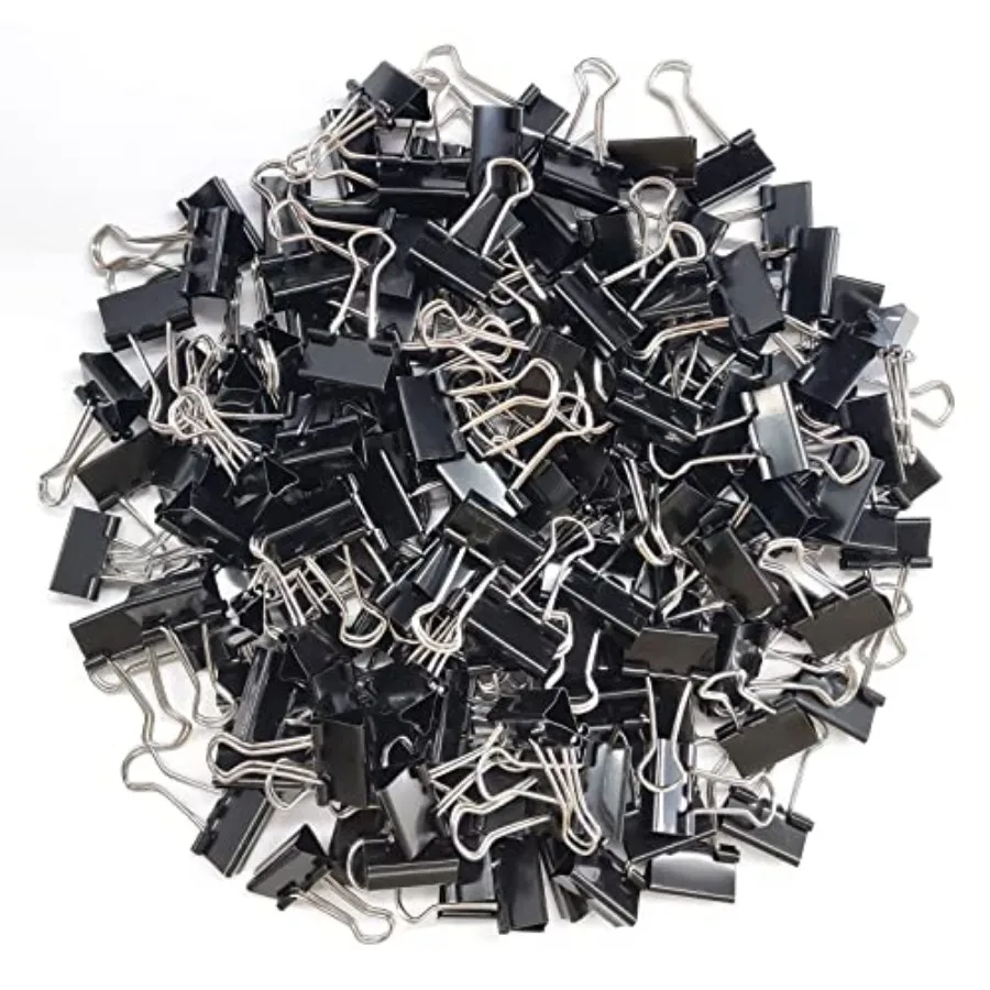 

180 Pack Mini Binder Clips 3/4-Inch Width, Small Paper Clamps for Office Supplies, Black