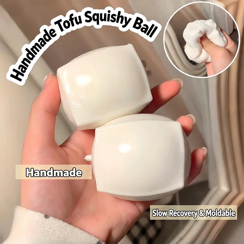 Cubos de Tofu Crujientes y Blandos, Juguete Antiestrés, Bola de Tofu Suave Hecha en Casa para Apretar, Alivio del Estrés, Juguete Relajante para Manos, Regalo para Adultos