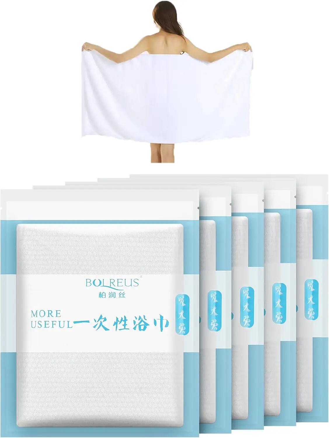 Large Compressed Bath Towels Travel, Individually Wrapped Disposable Body Towels, Extra Thick Cotton Blend Portable Towel Tablets Hotel, Camping, Gym, Sauna, Hiking - Reusable, No Lint