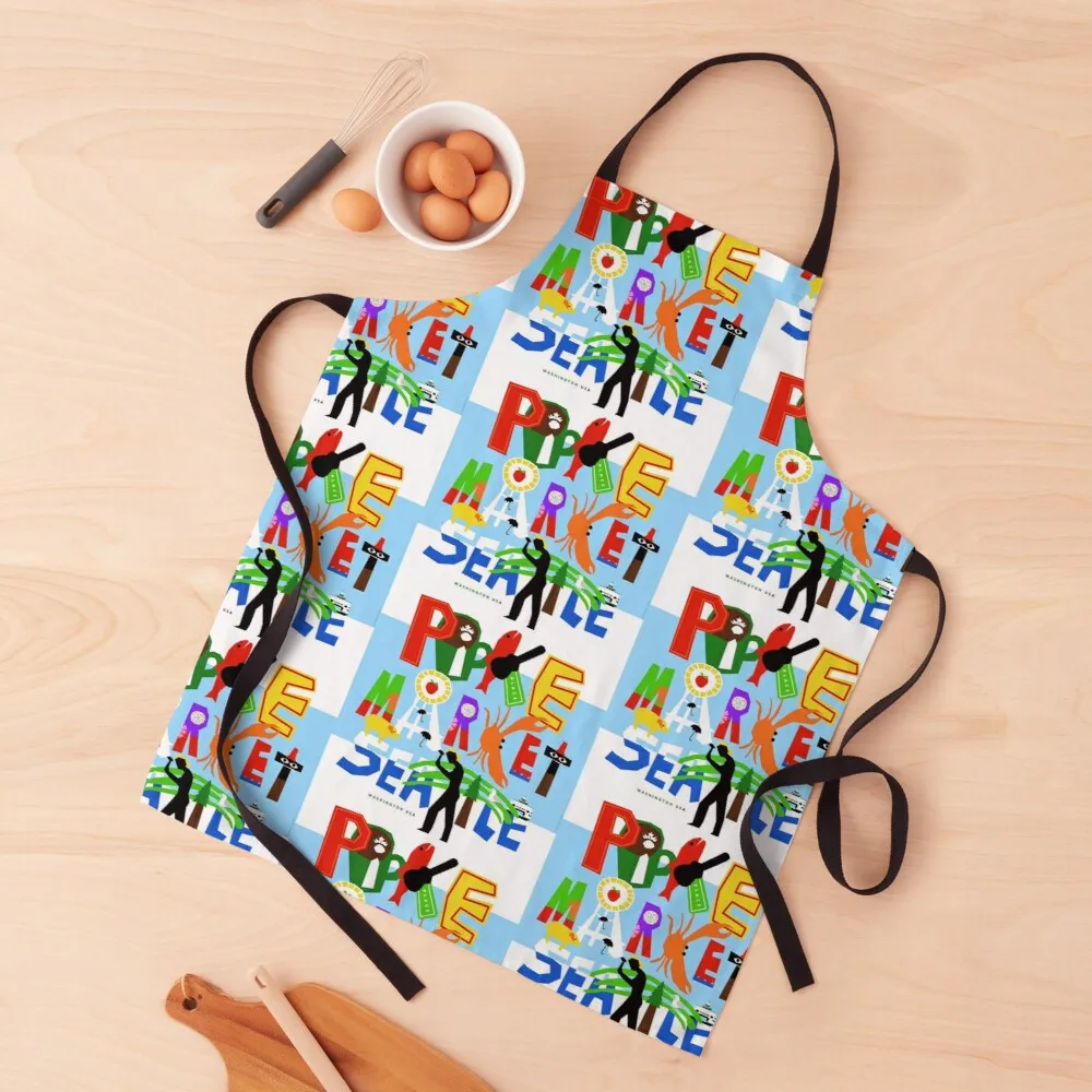 

Pike Place Market Seattle Apron Women kitchen apron pinafore