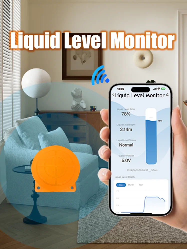 ME202W 5m Intelligent Water Tank Level Sensor Meter Tuya Intelligent Remote WiFi High Accuracy Oil Diesel Water Level Meter