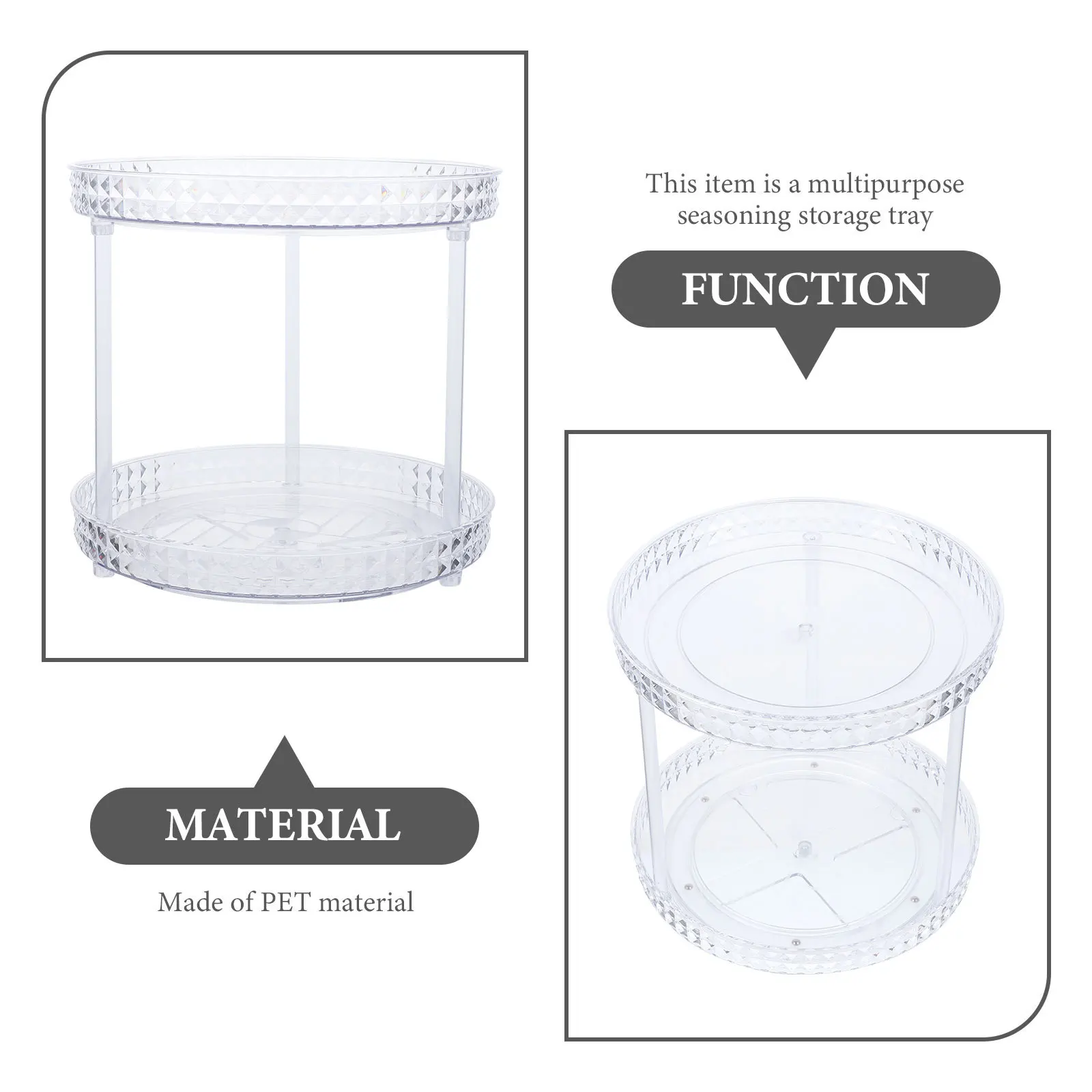 

Двухслойная полка для хранения приправ, вращающийся кухонный органайзер с поворотным столом для банок для специй, банки с приправами, экономия места в шкафу