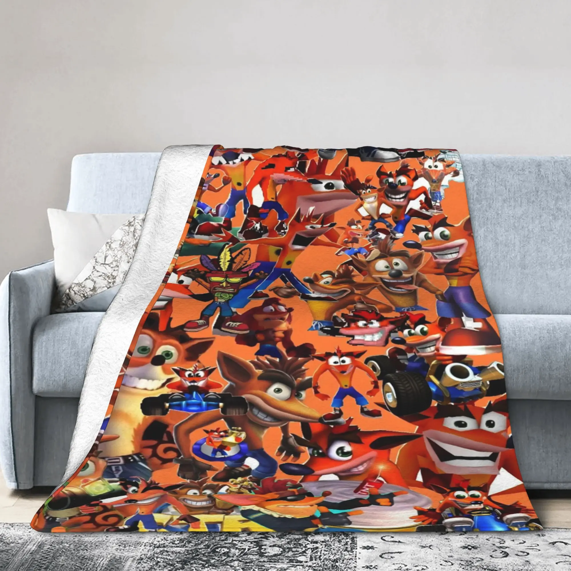 Crashed Game Bandicoots Blankets  Flannel Vintage Warm Throw Blanket for Home Decoration
