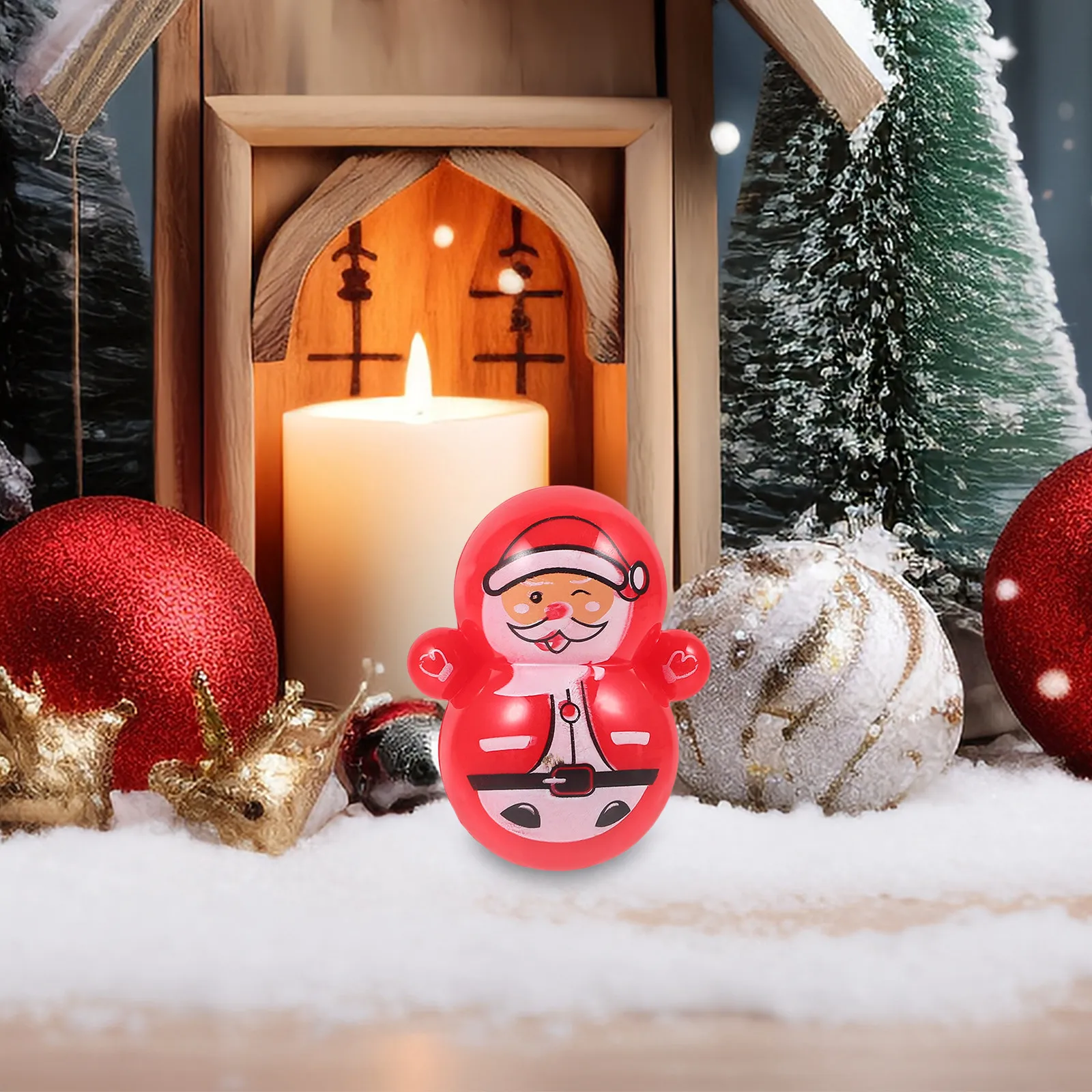 

30Pcs Mini Tumbler Snowman Santa Claus Creative Design Kids Plaything Xmas Party Favors Desktop Decoration Home Decor Holiday