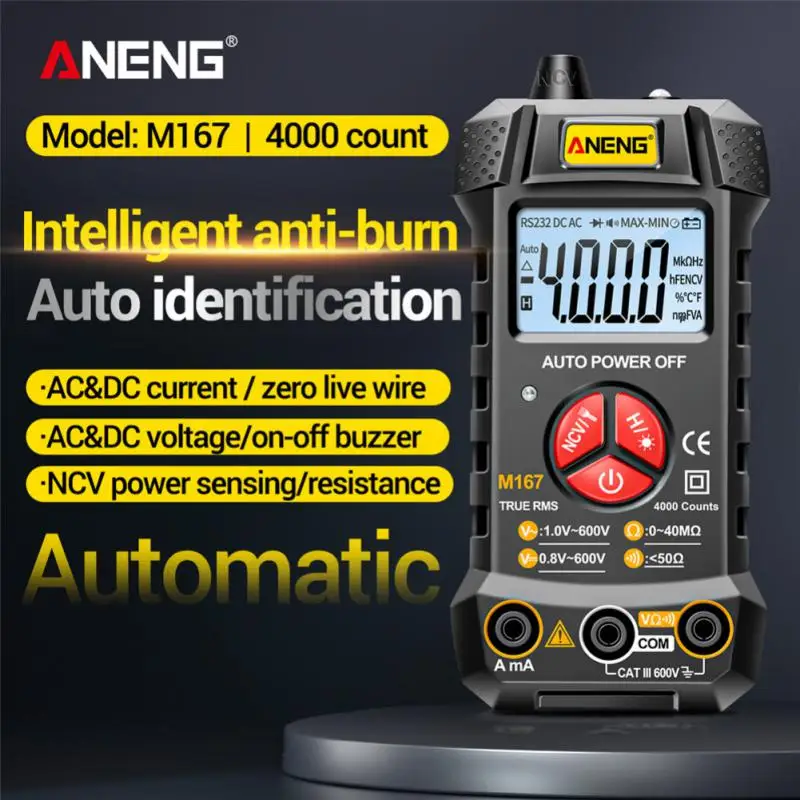 ANENG M167 Smart Mini Multimeter 4000 Counts Digital Auto Recognition Professional AC/DC Voltage Current Multimeters Tools