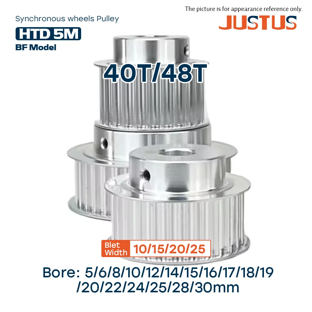 HTD 5M 40T 48T BF Type Timing Pulley Bore 5/6/8/10/12/14/15…30mm for 10/15/20/25mm Width Belt Used In Linear Pulley 5GT
