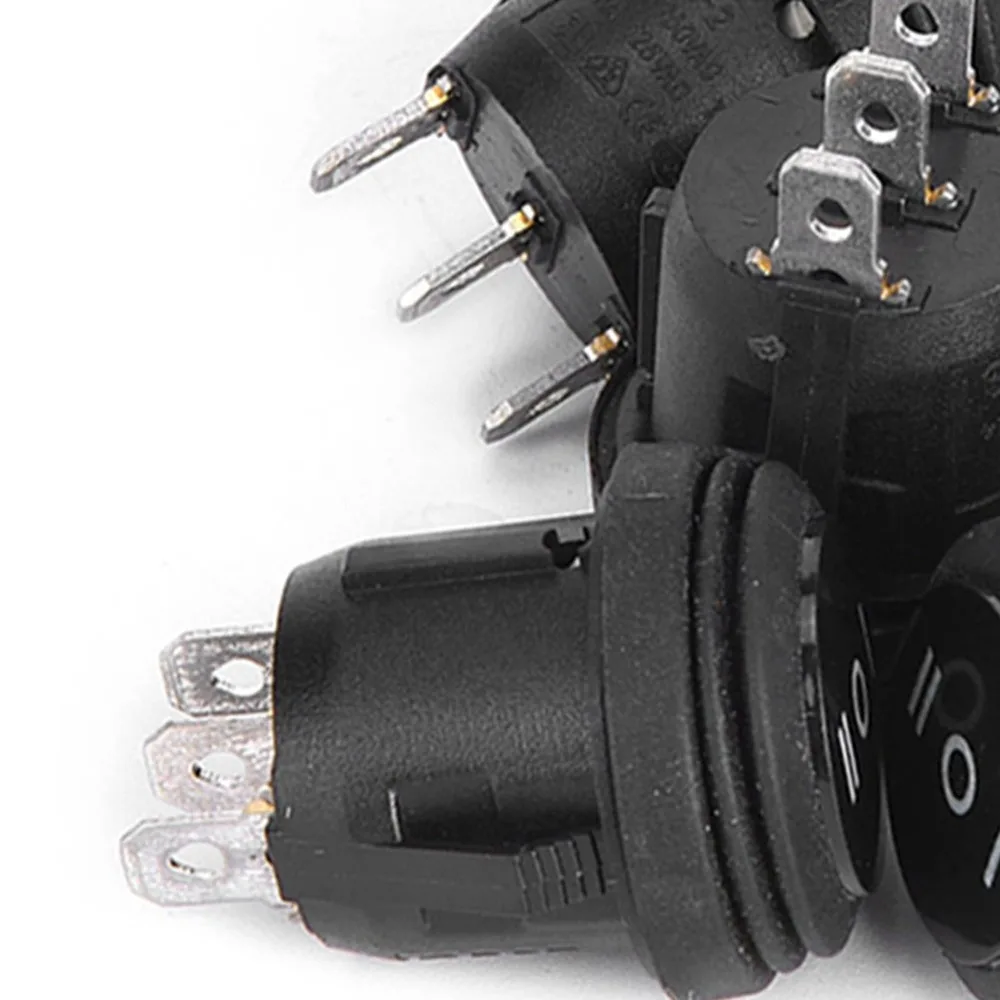 5PCS Durable Black Color Rocker Switch 3 Pin 10A 125V Round Rocker Switch Waterproof 3 Position SPST Switch Car Boat