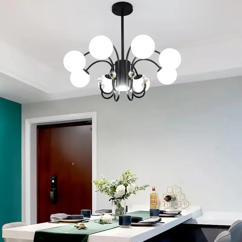 

SANDYHA Nordic Glass Magic Beans Ceiling Chandeliers LED Lamps for Bedroom Dining Living Room Modern Simple Creative Lighting