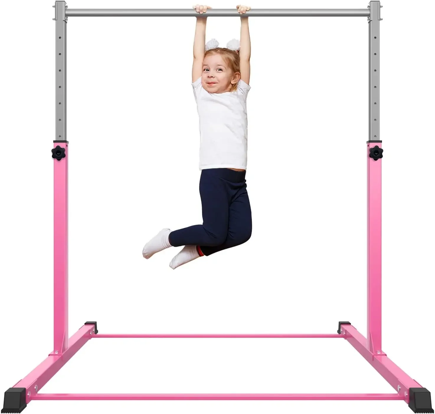 Fun Gymnastics Bar for Kids Ages 3-15 for Home - Steady Steel Construction, Anti-Slip, Easy to Assemble, 3' to 5' Adjustable