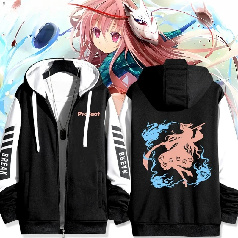 Anime TouHou Project Hata No Kokoro Zip Up Hoodies High Quality Fashion Long Sleeve Zipper Sweatshirt Men Women Casual Tracksuit
