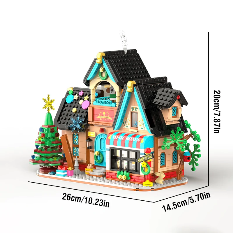 1348szt Starry Cottage House Lighting Model Building Block Creative Architecture Villa with Lamp Strip DIY Block Puzzle Toy Gift