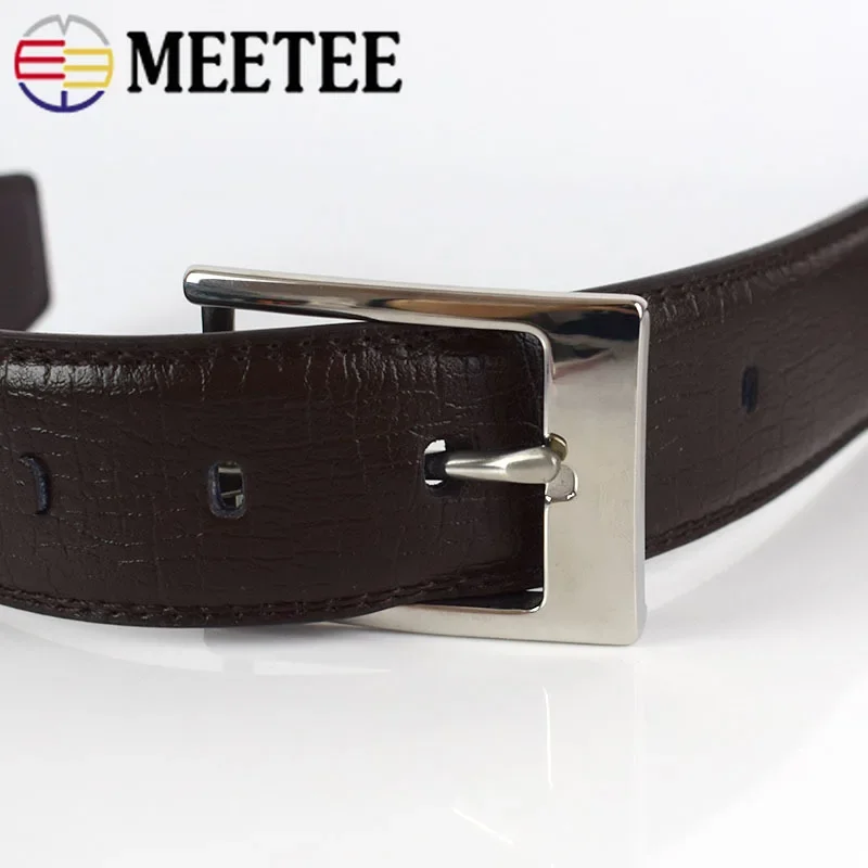 Meetee 1pc/3pcs 35mm Stainless Steel Belt Buckles Men Pin Buckle Belts Head DIY Leather Craft Hardware Decor Accessories ZK842