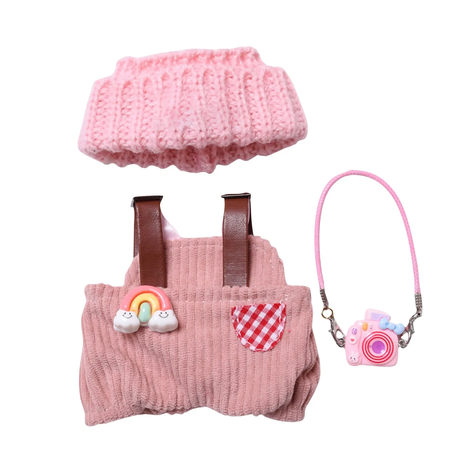 Plush Overalls For Dolls Cute Mini Plush Doll Clothes For 17cm Labubu Rabbit Ear Cap Kinds Of Overalls Clothes Accessories
