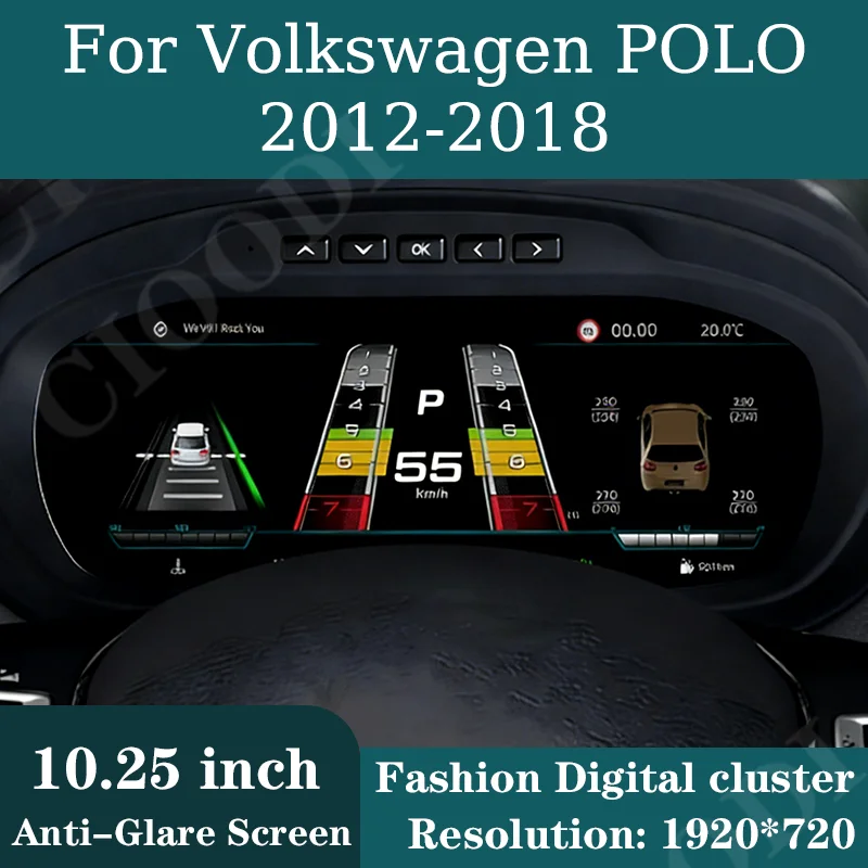 

10.25"Lcd Dashboard Display For VW Volkswagen POLO 2012-2018 Odometer Speedometer Screen Virtual Cockpit Digital Cluster CarPlay
