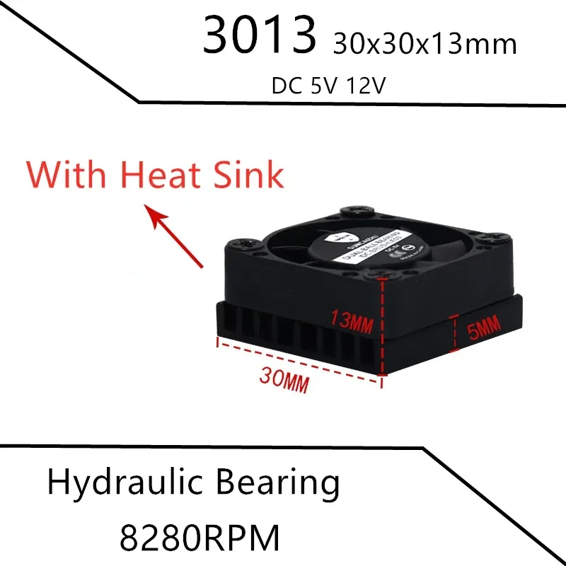 

3010 30mm Cooling Fan With Heart Sink 3013 30x30x13mm Cooling Fan DC 5V 12V 2pin