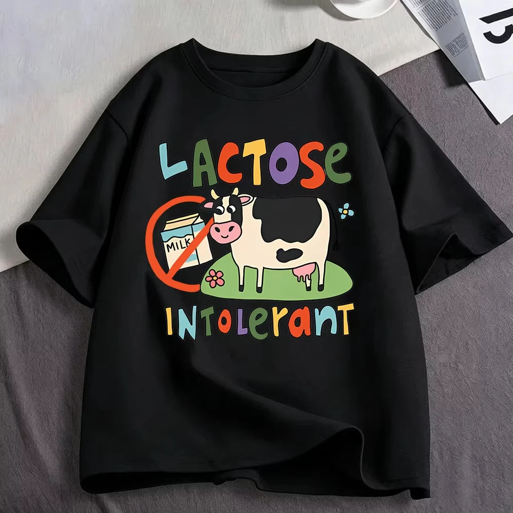 Lactose Intolerant Funny Meme T-Shirt Men Women Retro Fashion Short Sleeve T-shirts Cotton Casual Oversized T Shirts Streetwear