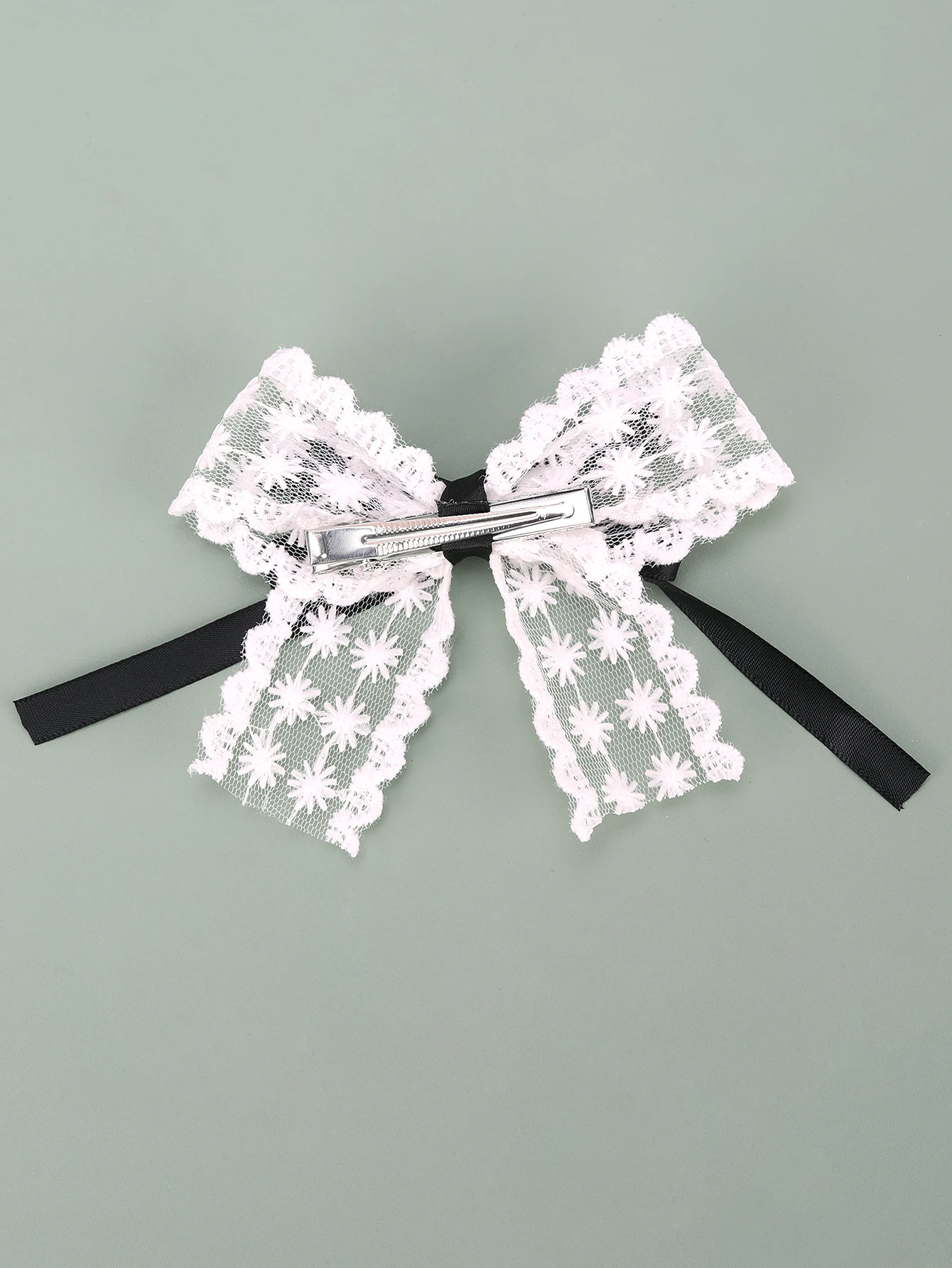 1pc White Lace Hair Bow Clips for Women Girls Elegant Black Grosgrain Bow Alligator Hair Clips Women Fashion Hair Accessories