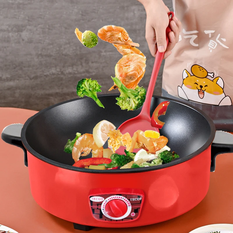 2.4L/4L 赤マルチクッカー単層電気ポット 1-2 人家庭用ノンスティックパン鍋炊飯器調理家電