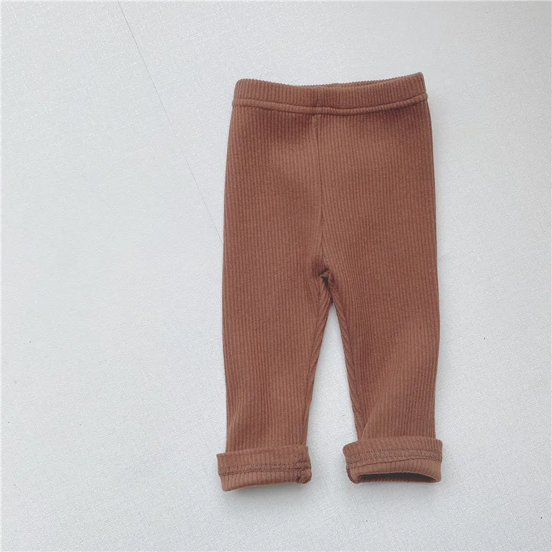 2024 Autumn New Baby Solid Ribbed Leggings Cotton Toddler Tights Casual Trousers Infant Girl Bottoming Pants Kids Clothes