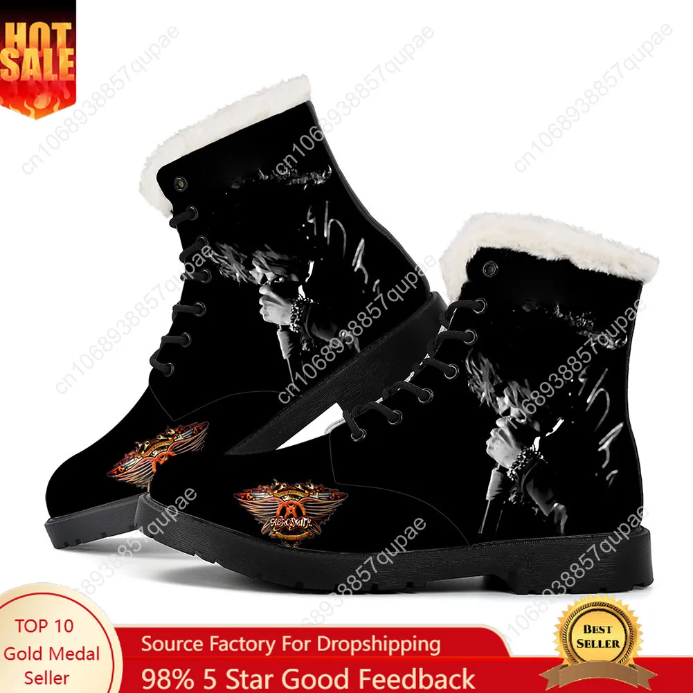 

Aerosmith Plush Boots Rock Band Mens Womens Teenager Shoes Casual Boot Light High Quality Couple American Rapper Customize Shoe