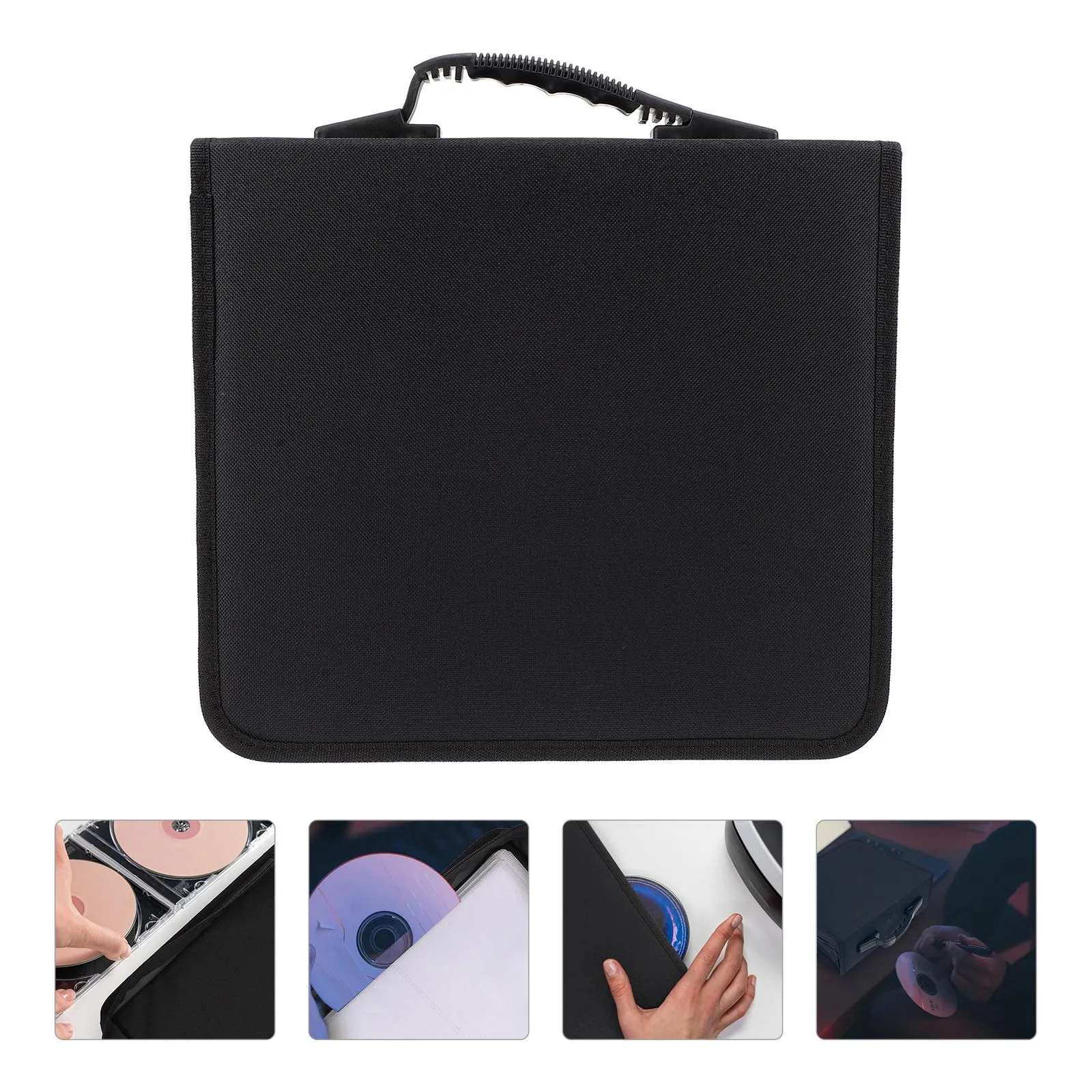 

240 CD DVD Case Holder Oxford Cloth Storage Bag with Handle Portable Organizer for Home Travel Black