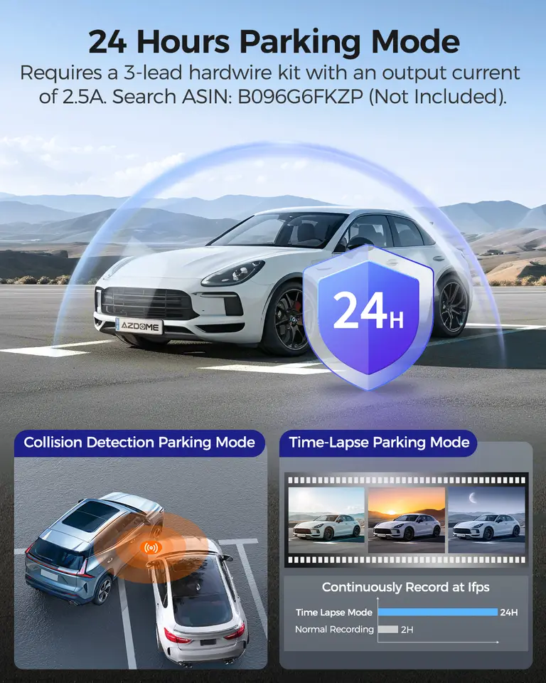 كاميرا داش AZDOME M550 Pro بدقة 4K، كاميرا أمامية للسيارة مع واي فاي 5.8 جيجاهرتز، GPS، مستشعر G، و6 مصابيح الأشعة تحت الحمراء للرؤية الليلية - 6