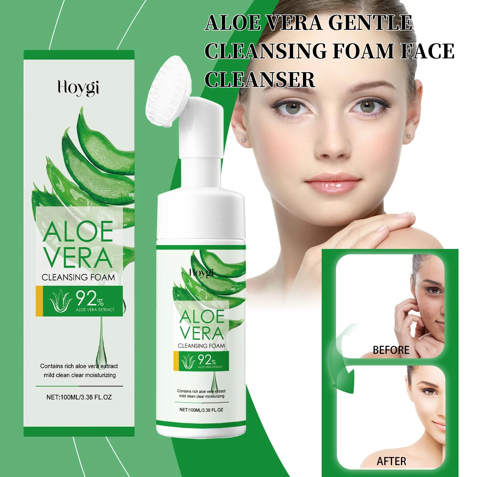 

Aloe Vera Gel Foam Cleanser Soothing Facial Wash Oil Balancing Hydrating Non-Tightening Pore Purifier for Sensitive Skin care