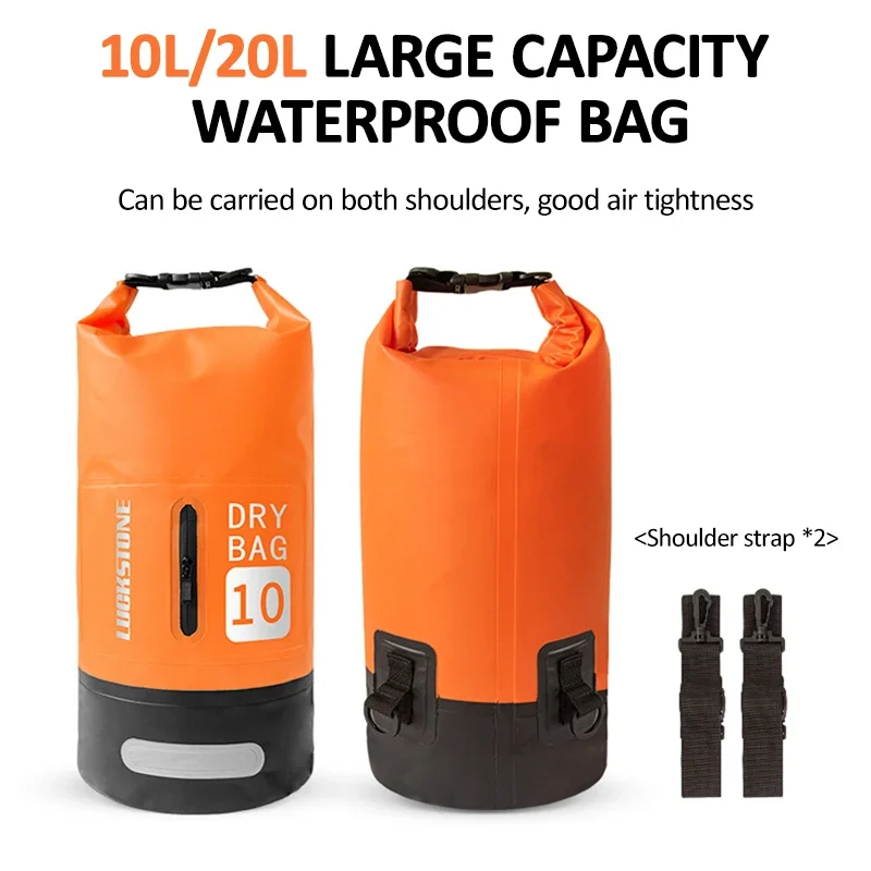 10L/20L PVC Waterproof Dry Bag with Long Adjustable Strap for Men Women Outdoor Sports Bag Rafting Boating Swimming Backpack