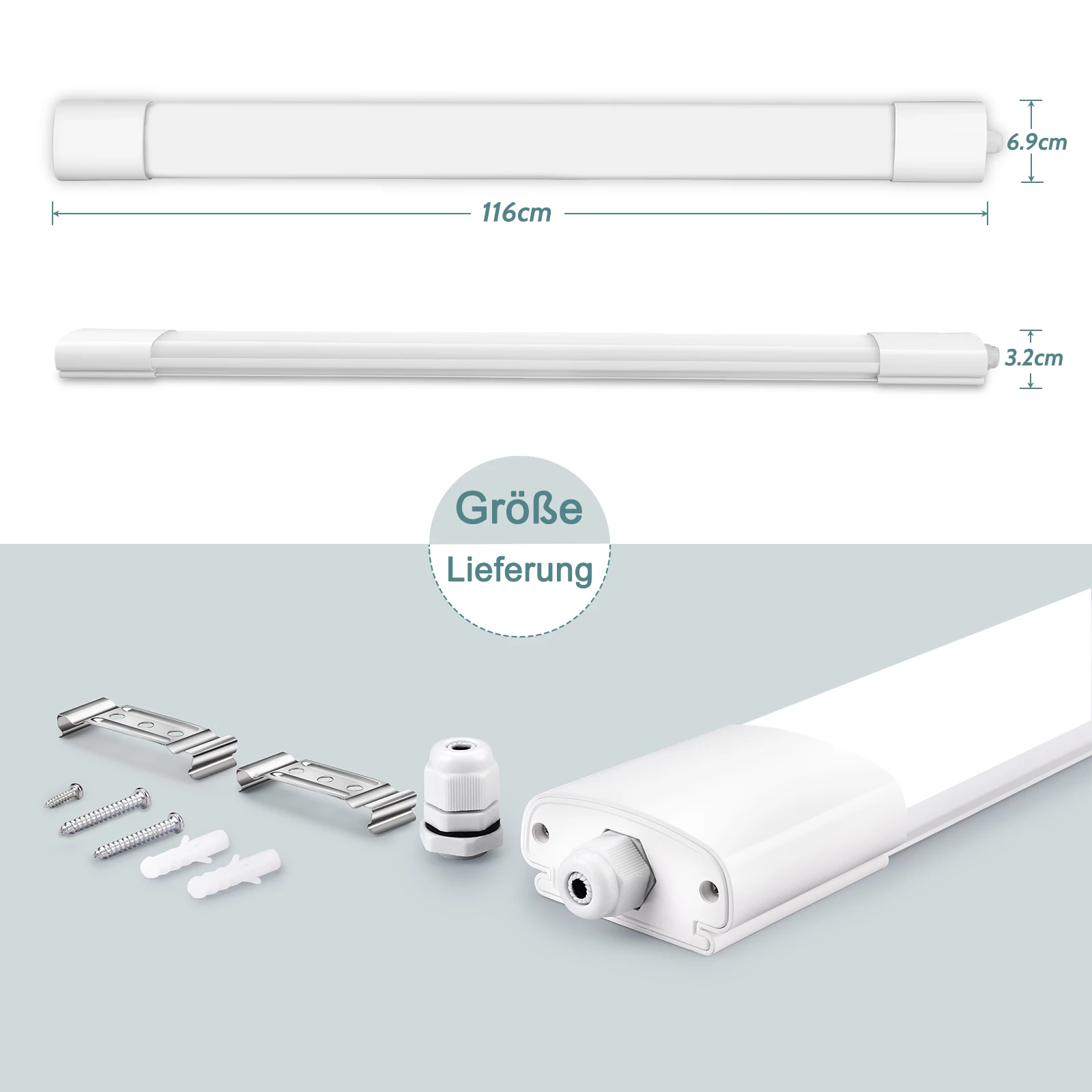 NONE 3er-Pack 20 W/30 W/36 W LED-Nassraumleuchten, verknüpfbar, LED-Deckenleuchten, 4000 K, IP66, geeignet für Wohnzimmer, Küche, Keller 5