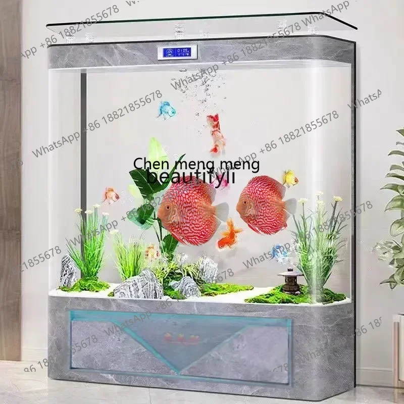 cn8617 ss new Simple round HD Glass Floor Vertical Fish Tank Home Living Room Wall Home Change Water ss 8617